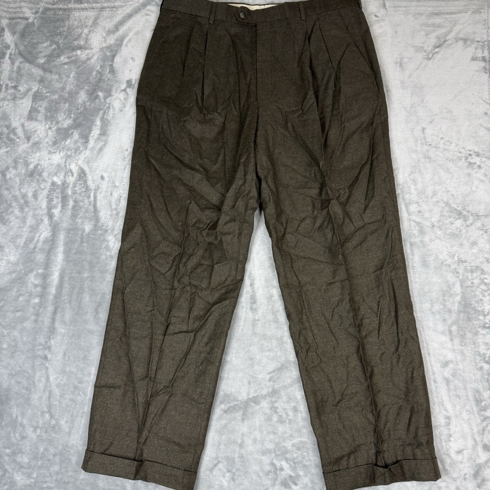Principe Dress Slacks Mens Sz 38 Brown Wool Made In Italy Trousers Pants Cuffed